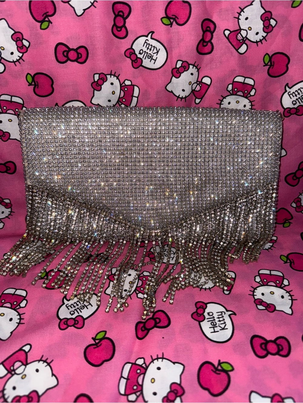 ELEGANT 🩶 Silver Crystal Fringe Evening Clutch